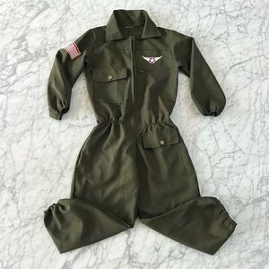 Air Force Top Gun Aviation Flight Suit Olive Drab Patches Sz 7/8